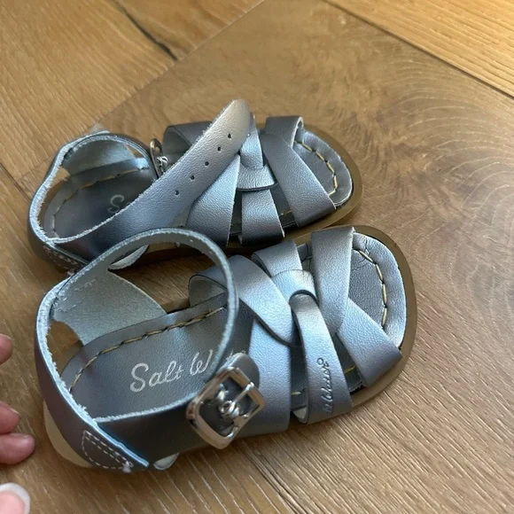 Salt Water Sandals by Hoy Silver Sandals with Adjustable Straps - Picture 5 of 7